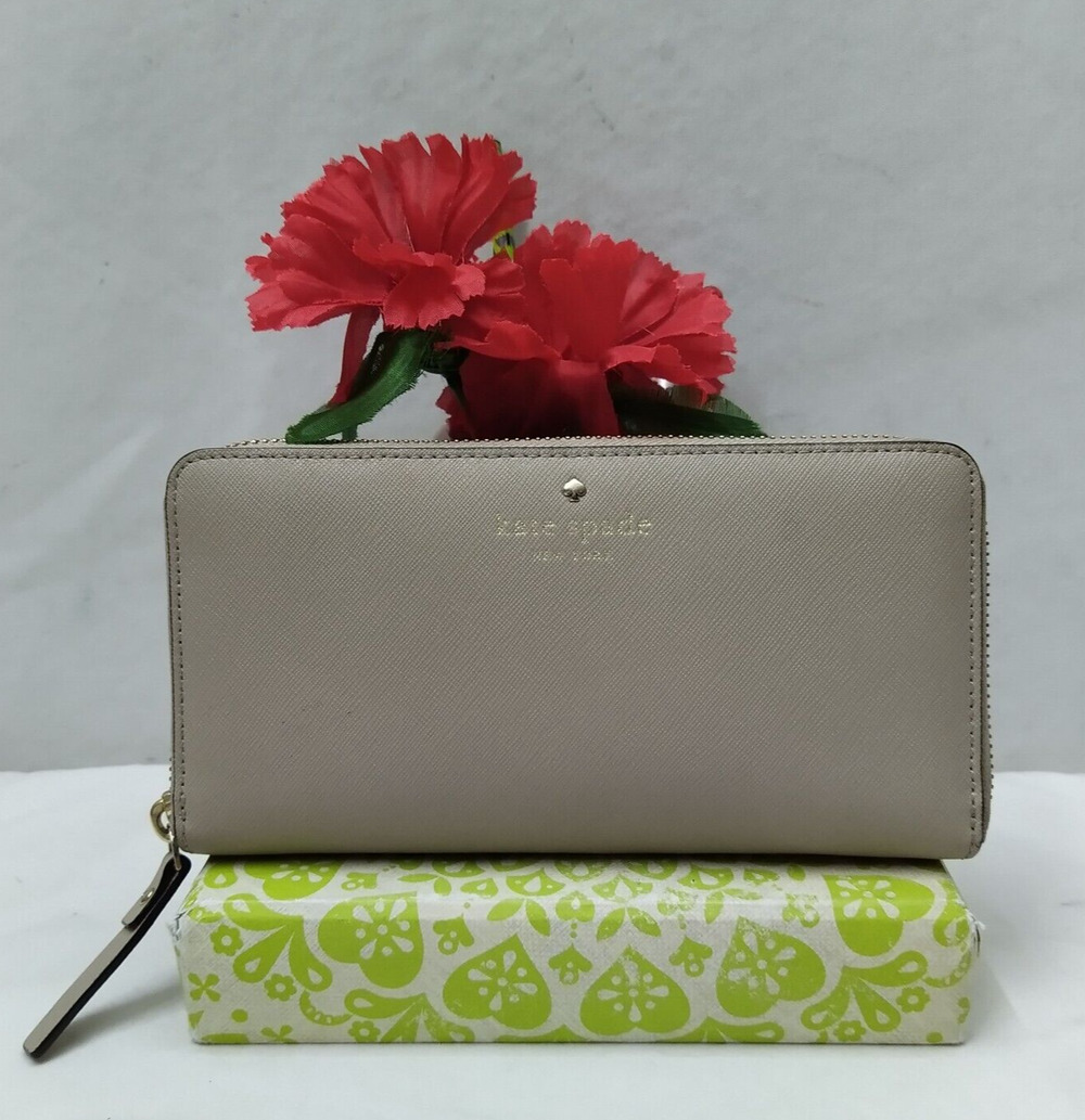 Kate Spade New York Gray Leather Zip Around Credit Card Wallet